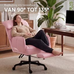 Dowinx Gamingstoel Roze – Ergonomische Bureaustoel met Massage en Pocketvering – Verstelbare Rugleuning – PU Leer – Grote Comfortabele Game Stoel — thumbnail 5