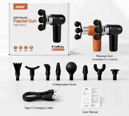 MDHL Massage Gun - Fascial Gun - Massage Gun mini - Incl. 9 opzetstukken - Massage Apparaat - Spier massage - Spierherstel en Relax massage - Draadloos - Oranje/Zwart — thumbnail 1