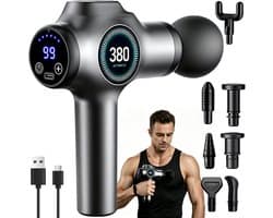 Massageapparaat Spieren - Compacte Massage Gun met 8 Opzetstukken - Draadloze Body Massager voor Schouders, Armen en Benen
