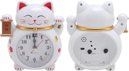 Lucky Cat Alarmklok Chinees Lucky Cat Table Clock Cute Cartoon Clock Decoratie Ornament voor Kinderkamer Kinder Slaapkamer (YF2025B) — thumbnail 3