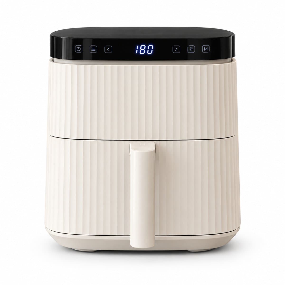 Vivid Green Airfryer 5L – Tot 5 Personen – 12 Programma's – Ribbeldesign – Vaatwasserbestendig – PFAS-vrij – Crème — afbeelding 1