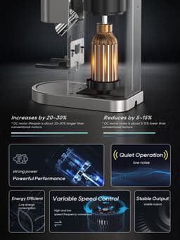 HiBREW G7 koffiemolen, 48 maalstanden, antistatische technologie, roestvrijstalen conisch maalwerk, aanraakpaneel, compatibel met portafilters van 51/54/58 mm, koffie malen zonder vasthouden — thumbnail 4