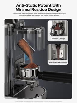 HiBREW G7 koffiemolen, 48 maalstanden, antistatische technologie, roestvrijstalen conisch maalwerk, aanraakpaneel, compatibel met portafilters van 51/54/58 mm, koffie malen zonder vasthouden — thumbnail 2