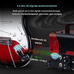 carmdering - Draadloos Gitaarsysteem 2,4 GHz – Zender en Ontvanger voor Elektrische Gitaar en Basgitaar, Draadloos Muziekinstrument Systeem, Lage Latency <4 ms, 30 m Bereik — thumbnail 5