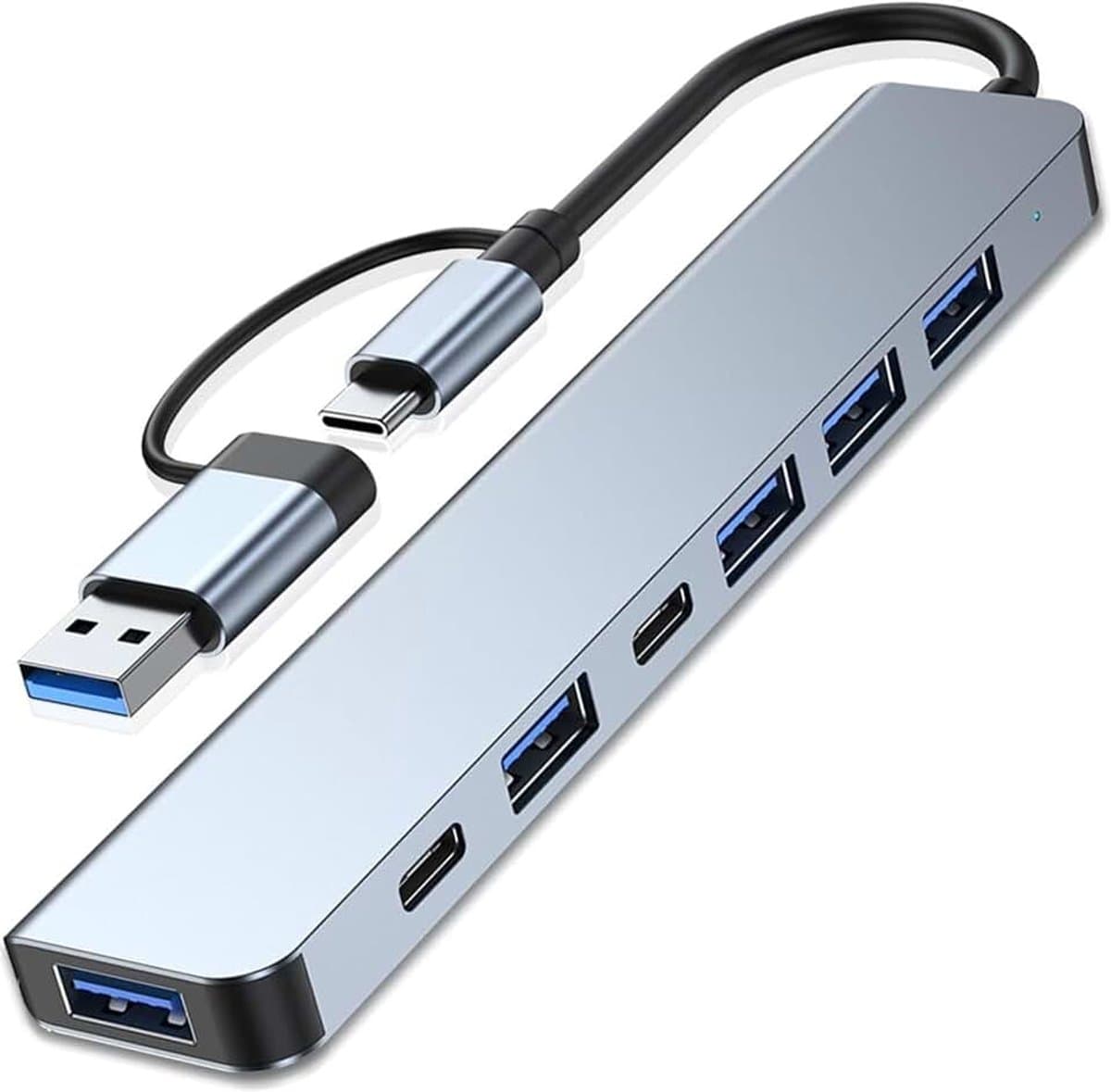7-in-1 USB-C Hub Met Type-C PD-Opladen 100W en 5 USB 3.0 Poorten - Multiport Verdeler voor Laptops, PC, Tablet, MacBook Air/Pro, iPad Pro, iPhone 16 Serie — afbeelding 1