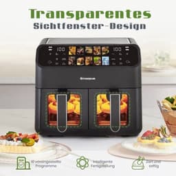 Heteluchtfriteuse Dubbele Korf - 9L Inhoud - 2000 W Vermogen - LED Touch Display - Olievrij Koken — thumbnail 1