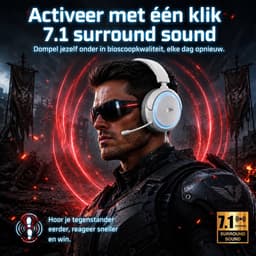 Picun G2- Bedrade Gaming Headset-Over Ear Koptelefoon Draadloos- Draadloze Headset met Microfoon - Bluetooth 5.3 - Geschikt voor PC/PS5/PS4/Switch - Inklapbaar - - Bluetooth Headset - Wit — thumbnail 3