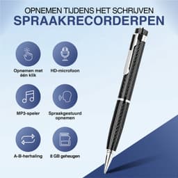Bailanta® Voice Recorder Pen 8GB – Afluisterapparatuur – Balpen met Audio Recorder – Nederlandse Handleiding – MP3 Speler – USB - Dictafoon — thumbnail 3