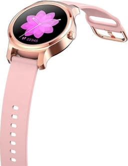Belesy® SMART - Smartwatch Dames - Smartwatch Heren - Horloge - Bluetooth Bellen - Stappenteller - 1.3 inch - Kleurenscherm - Full Touch - Goud - Roze - Siliconen - Moederdag — thumbnail 5
