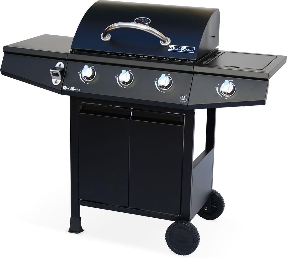 sweeek - Gasbarbecue 3 branders + 1 zijbrander 117,2 x 43,5 x 103cm - treville — afbeelding 1