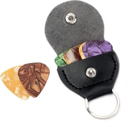 Plectrum Sleutelhanger - Inclusief 3 Plectrums - Zwart - Vintage Leren Look — thumbnail 5