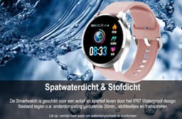 Belesy® BQSiZiPk - Limited edition - Smartwatch Dames - Smartwatch Heren - Horloge - Stappenteller - 1.3 inch - Kleurenscherm - 10x Sporten - INDOOR en OUTDOOR - Zilver - Siliconen - Roze - extra polsband Milanees staal zilver - Moederdag — thumbnail 5