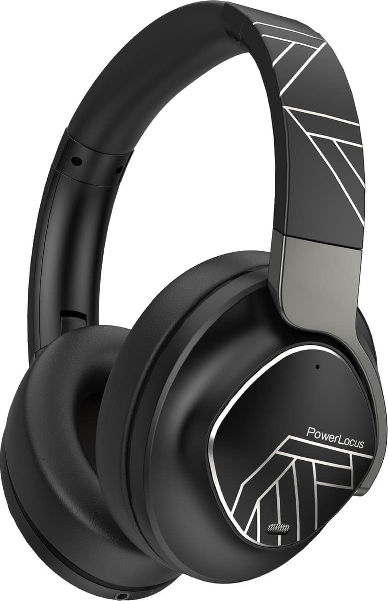 PowerLocus MoonFly Koptelefoon Over-Ear met Passief Noise Cancelling, Draadloze Hoofdtelefoon, Voice Assistant Activation - Zwart/Grijs — afbeelding 1