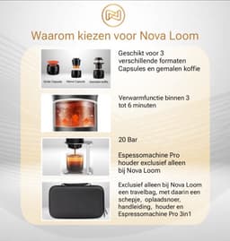 Nova Loom - Draagbaar Espressomachine Pro inclusief Travelbag en houder voor auto, thuis en camping - Multifunctionele 3-in-1 draagbare elektrische reiskoffieapparaat - Capsule, cups en Poeder - Wit - draadloos - makkelijk oplaadbaar — thumbnail 3