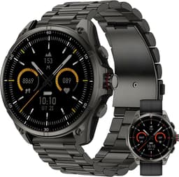 Royal Empire GPS Smartwatch Heren – 1.43" AMOLED – Belfunctie & App-meldingen – 5ATM Waterdicht – Hartslag, SpO2, Stappenteller – 200+ Sportmodi – RVS + TPU Band – Zwart — thumbnail 2
