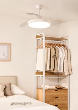 CREATE - Plafondventilator 40W stil met intrekbare bladen met licht - Ø91cm - Wit - Controller voor wandmontage + afstandsbediening - WIND CLEAR STUDIO — thumbnail 4