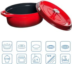 Grand Feu - Geëmailleerd gietijzeren braadpan - ovaal - 5,6 l - rood — thumbnail 5