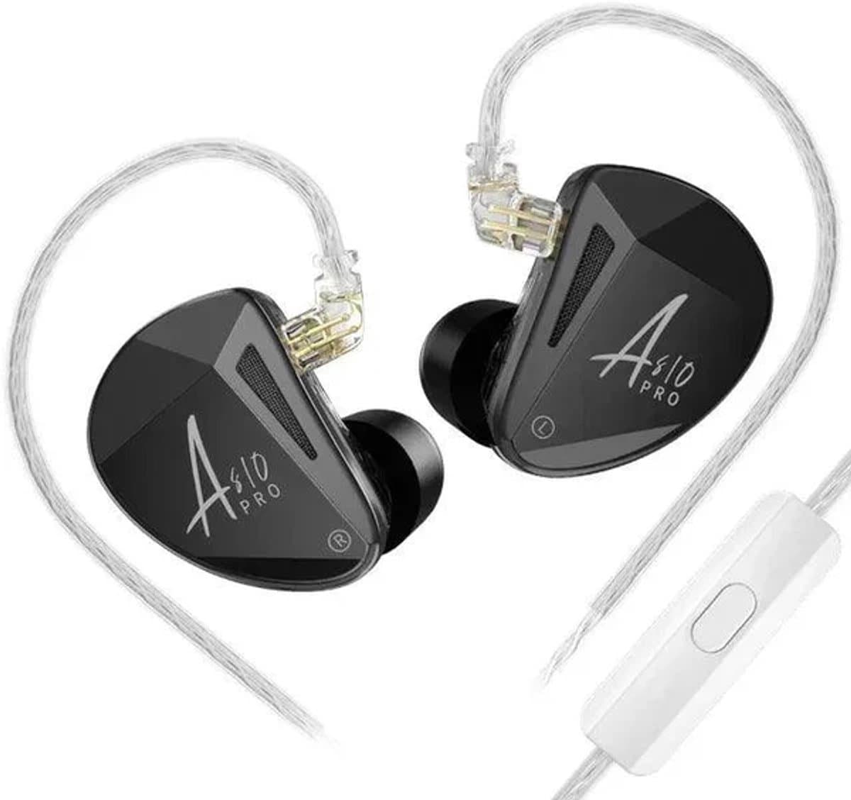 KZ AS10 Pro - In-Ear Monitors - IEM - 10 Drivers - Muziek & Gaming Oortjes - Oordoppen - Verwisselbare Kabel - Hybride Drivers - Ergonomisch Design – Zwart — afbeelding 1