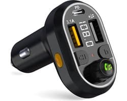 Serve Bluetooth Receiver Auto - FM Transmitter - Plug&Play Muziek Afspelen in de Auto - Carkit - 25W Supersnel Opladen - Autolader USB-C Snellader