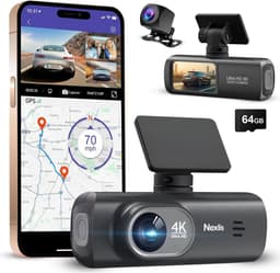Nexlis Dual Dashcam 4K Ultra HD - Dashcam voor Auto - Voor en Achter - GPS - 4K & 1080P - Nachtzicht - Parkeerstand - Wifi & App - Loop Recording - G-Sensor - Incl. 64GB SD-Kaart — thumbnail 1