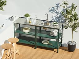 BELIANI VILAMA - Buitenkeuken met spoelbak - Groen - 80x50x92 cm - Staal — thumbnail 3