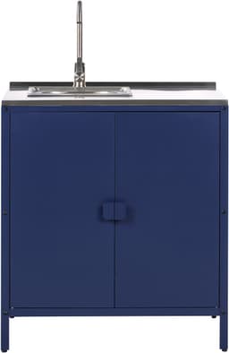 BELIANI VILAMA - Buitenkeukenkast met spoelbak - Blauw - Staal — thumbnail 5