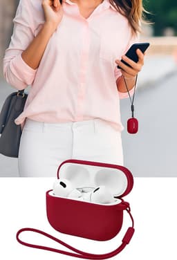 Studio Air® Airpods Hoesje Pro 3 Siliconen Case - Bordeaux Rood - Hooked - Soepel Airpod Hoesje voor Airpods Pro 3 (2025) — thumbnail 5