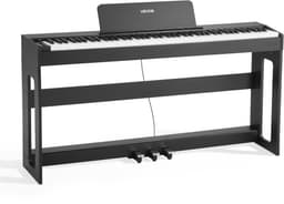 VEVOR Digitale Piano, 88 Toetsen Volledig Gewogen, Aanslaggevoelig, Elektrische Piano met Meubelstandaard, AC-adapter, Drievoudig Pedaal, Opnamefunctie, 280 Toetsen, Draadloze Verbinding, voor Beginners, Zwart — thumbnail 2