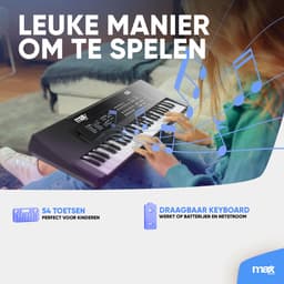 Keyboard Piano - MAX KD54 Keyboard met 54 toetsen - Kinder piano - Oplaadbare accu - Zwart — thumbnail 3
