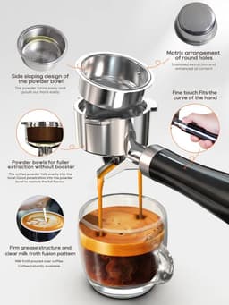 Trendique - Espressomachine - Koffiezetapparaat - Koffiemachines - Roestvrijstaal - zilverkleur - 20 bar - Semi- automatisch — thumbnail 4