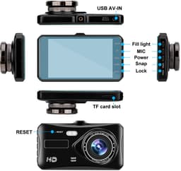 Generieke geavanceerde touchscreen dashcam-bundel - 1080P Full HD, 170° groothoeklens, achteruitrijcamera inbegrepen voor naadloze opname, zwart（Met 16G geheugenkaart） — thumbnail 2