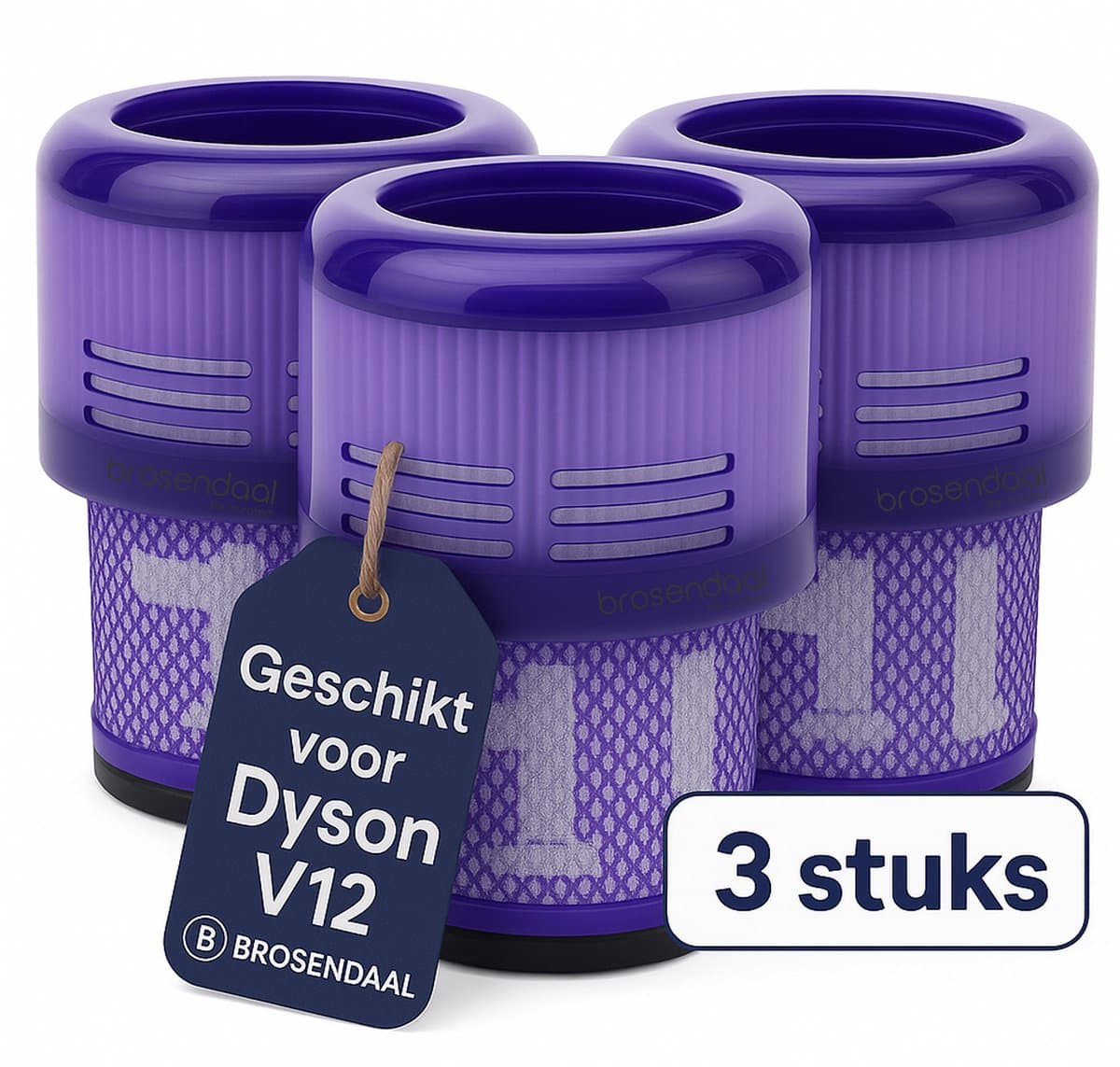 Brosendaal Filter geschikt voor Dyson V12 - Geschikt voor alle V12 modellen - SV20 | SV26 | SV30 | SV46 - Uitwasbaar en Herbruikbaar - 3 stuks — afbeelding 1