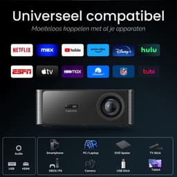 Chesto Google TV Full HD Beamer – 20.000 Lumen - 4K Ondersteuning - Autofocus - Streamen vanaf je telefoon met wifi — thumbnail 3