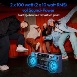 MEDION P66538 Cassetterecorder (retro boombox met cd-speler, jaren 80, groot, USB, SD, cd, cassette MC, DAB+ radio telescopische antenne, Bluetooth, cassettedeck, opnamefunctie, werkt op batterijen) — thumbnail 4