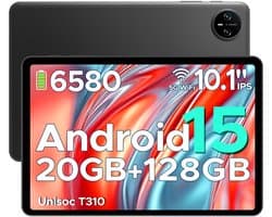 DOOGEE Tab A9 Pro -Tablet-Android 15- 10,1 inch HD IPS -24GB ROM+128GB ROM（2TB TF）-BT5.0-6580mAh/18W-Dubbele luidsprekers-Face ID-5G Wi-Fi-A GPS-GPS-Zwart