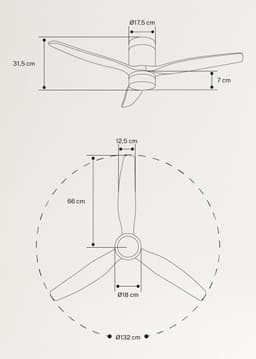 CREATE - Stille plafondventilator 100% hout 40W (Ø132cm) - Geen licht - Controller voor wandmontage + Afstandsbediening - 6 snelheden - Programmeerbaar - WIND CALM NATURAL WOOD — thumbnail 5