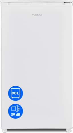 MEDION koelkast met ijsblokjescompartiment (90L totale nuttige inhoud 80L koelcompartiment 10L ijsblokjescompartiment, transparante groentelade, vrijstaand, verwisselbaar deurscharnier, in hoogte vers — thumbnail 1