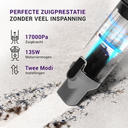 LEBENLANG - Handstofzuiger - Kruimeldief - Draadloos – Handstofzuiger auto - Kruimeldief auto - 17000PA – Met Lithiumbatterij & Oplaadstation – Kruimeldief snoerloos – Voor Auto & Dierenharen — thumbnail 4