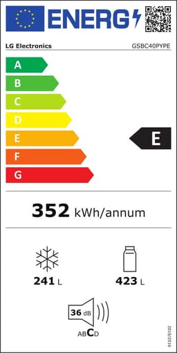 LG GSBC40PYPE - Amerikaanse Koelkast - Vrijstaand - 664 Liter - E - Zilver — thumbnail 2