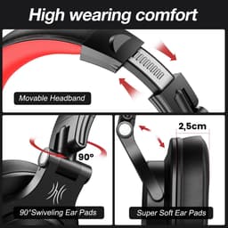 OneOdio Fusion A70 Zwart/Rood – Draadloze Over-Ear Koptelefoon – DJ & Studio – Hi-Res Audio — thumbnail 5