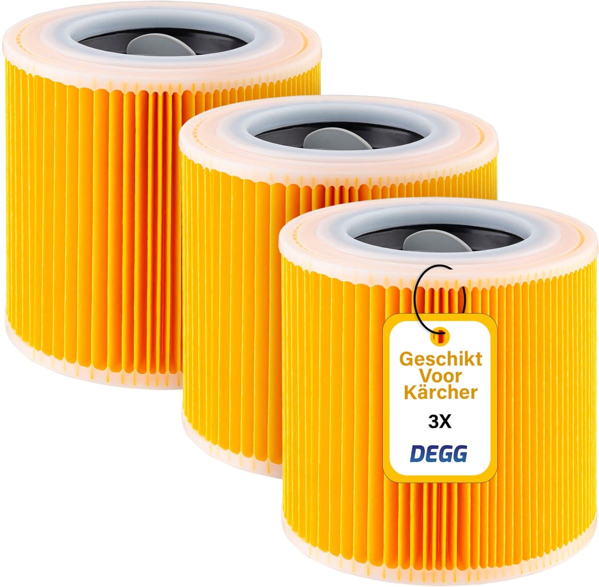 DEGG® – 3x Patroonfilter met Sluitschroeven – Geschikt voor Kärcher WD1, WD2, WD3 & A-Series – Nat/Droog Stofzuiger Filter – Ideaal tegen Fijnstof & Geuren – Premium Cartridgefilters — afbeelding 1