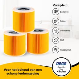 DEGG® Patroonfilter – Geschikt voor Kärcher WD1, WD2, WD3, MV2 & MV3 – Nat/Droog Stofzuiger Filter – Premium Cartridgefilter – 2 STUKS — thumbnail 3