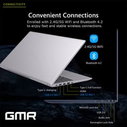 GMR 15.6 Inch Full HD Laptop | Office 2024 Inclusief | Windows 11 Pro | 8GB RAM | 256GB SSD | Direct Klaar voor Gebruik | Laptop voor Thuiswerk, Studie, School, E-mail, Internet & Kantoor | Nederlandse Support & Garantie — thumbnail 4