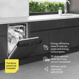 Klarstein Vaatwasser Velaire inbouwvaatwasser 45 cm - half inbouw, 10 couverts, 9 programma's, stil 42 dB, energieklasse B, AquaStop, kinderslot, inbouwvaatwasser - Vaatwasmachine - voor Keuken - Energiezuinig - Dishwasher — thumbnail 4