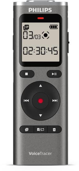 Philips DVT1170 Voice recorder - 360° microfoon - PCM (WAV) - Spraakgestuurde opname - Groot LCD display - MicroSD-kaartslot - 8 GB - USB-C - Antraciet — thumbnail 1