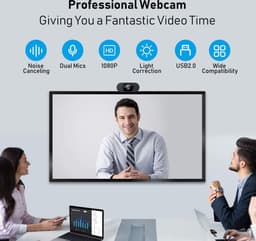 Webcam voor PC en Laptop met Ruisvrije Microfoon 1080P Zwart HD Pro - Camera met Microfoon - Windows en Mac - 1080P - 2MP - Plug and Play - USB 2.0 - Automatische Lichtcorrectie — thumbnail 5