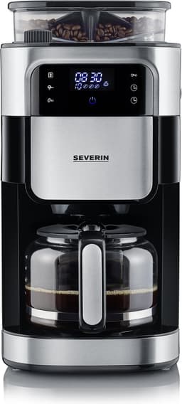 Severin KA 4813 Filter Koffiezetapparaat met bonenmaler - Glazen kan - Extra stille werking - Zwart / Rvs — thumbnail 1