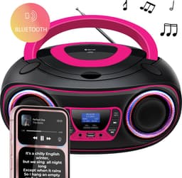 Denver Draagbare DAB Radio CD Speler Kinderen - Bluetooth - Lichteffecten - Boombox - AUX - FM - TDB212PINK — thumbnail 2