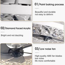 Ventilator - Plafondventilator met verlichting - Ventilator - Plafondlamp - Chique - Modern - Afstandsbediening - Voor Slaapkamer, woonkamer, restaurant enz. — thumbnail 2