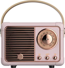 Retro bluetooth speaker- vintage decor - draagbare draadloze bluetooth speaker - Roze — thumbnail 1